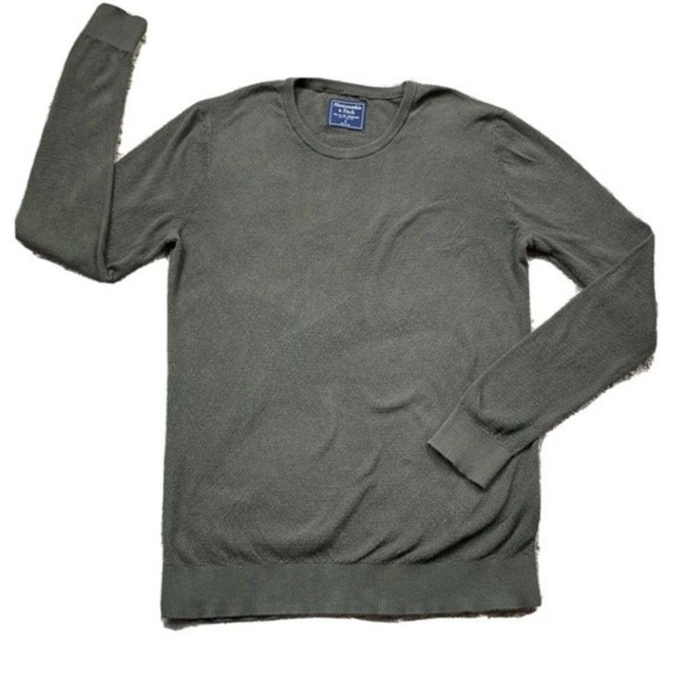 ABERCROMBIE & FITCH PULLOVER MEN'S SWEATER GREEN COTTON SIZE S LIGHTWEIGHT
